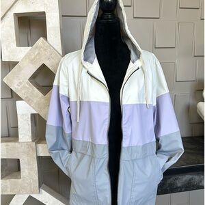 Weatherproof Vintage white purple gray jacket zip up front hooded Size Medium